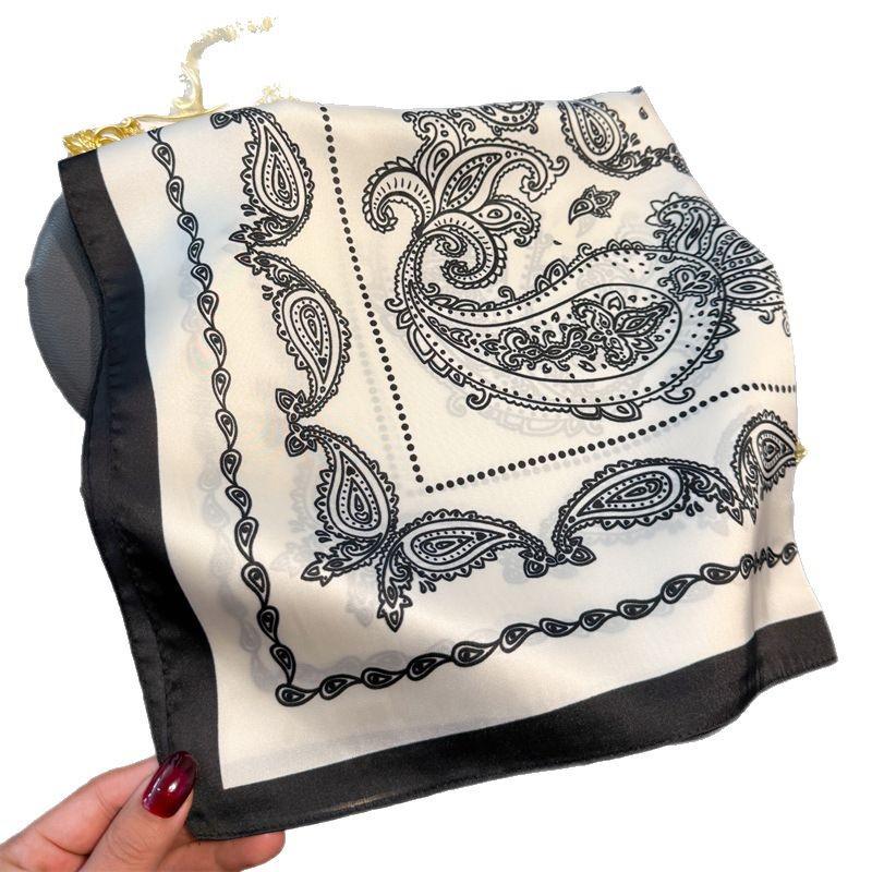 European American 70cm Small Square Imitation Silk Scarf - Printed Versatile Headscarf/Neck Protector