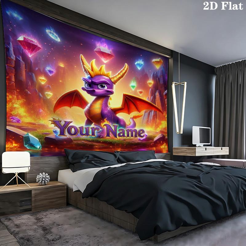 Dragon Quest Custom Name Wall Tapestry Aesthetic Wall Hanging Printed Fabric Blanket Decorative Tapestries For Bedroom Living Room Home Decor
