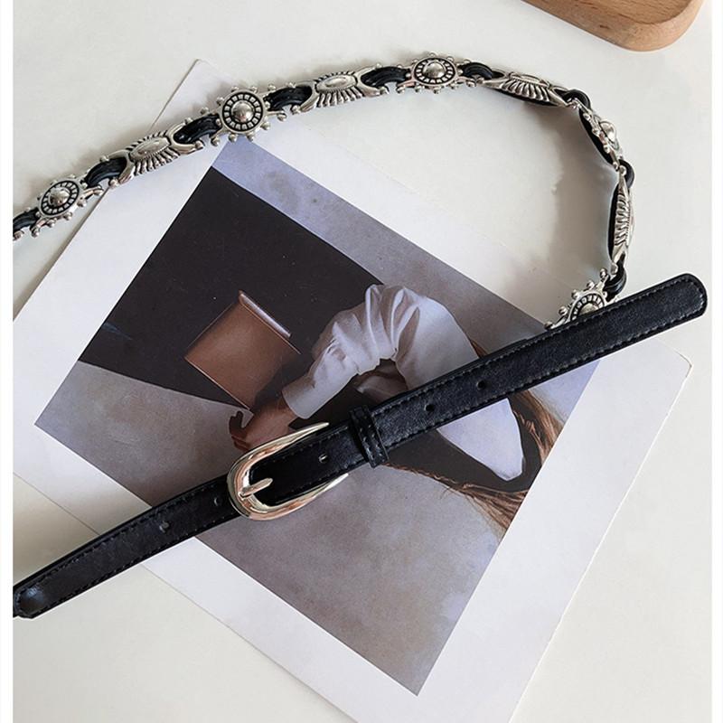 Cintura a catena in metallo stile etnico versatile retrò bohémien per donna moda catena per maglione sigillo in vita accessori decorativi per il corpo