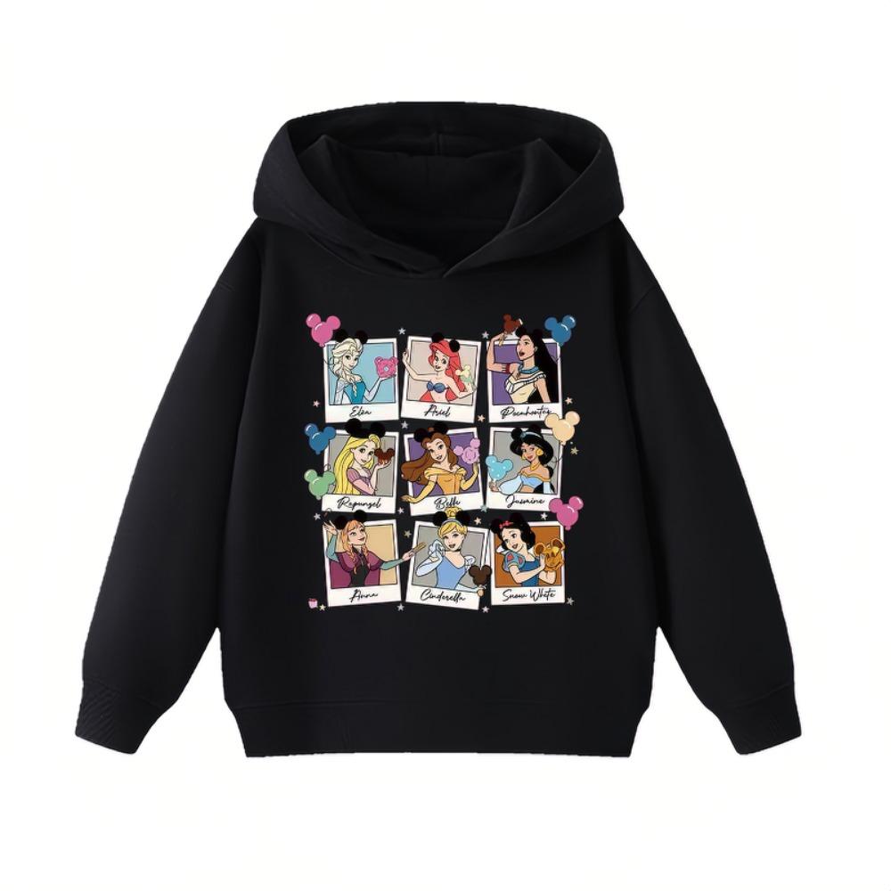 Disney Princess Childrens Hoodie Girls Clothing Disney Autumn and Winter Warm Fashionable Versatile Children's Hoodie Sweatshirt