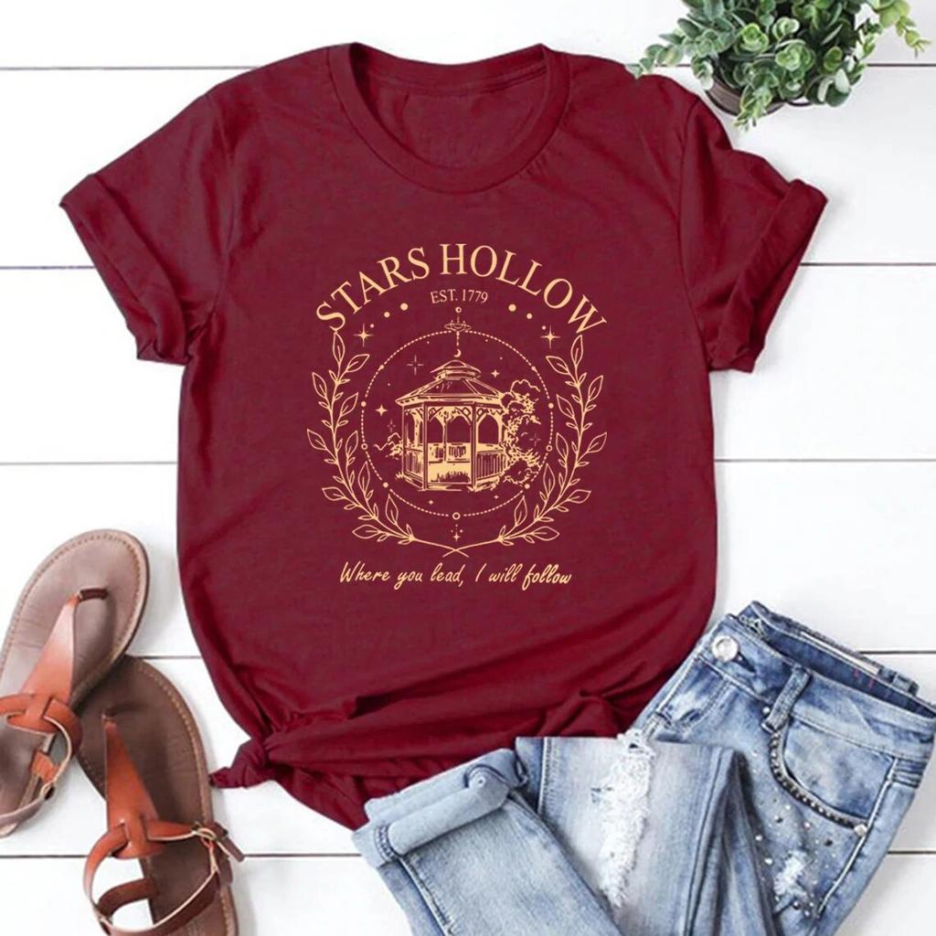 Vintage Stars Hallow T-shirt Lukes Diner T Shirt Women Short Sleeve Tshirts Gilmore Girl Merch Streetwear Tops Graphic T Shirts