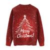 Ladies' Fashionable Casual Long Sleeved Beautiful Christmas Tree Print Round Neck Yarn Knitting