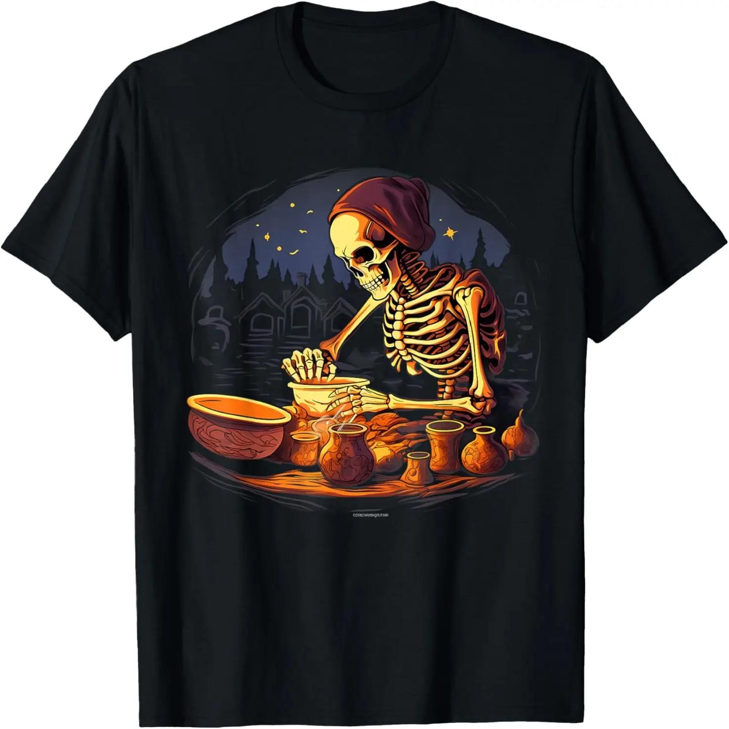 Halloween Spooky Skeleton Clay Pottery Maker T-Shirt S