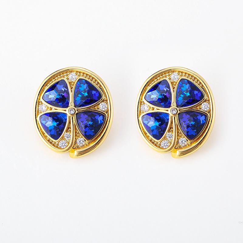 Vintage Sapphire Niche Petal Stud Earrings for Women