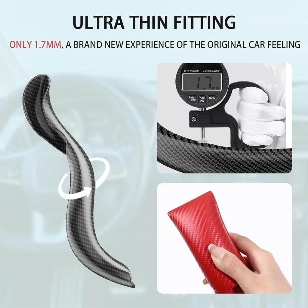 Steering Wheel Covers, 3PCs Carbon Fiber Anti-Skid Clip On Car Steering Wheel Cover Protector Universal For Most Car Wheel (Brown)