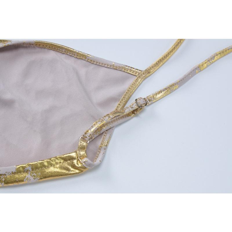 Women's Spring Summer Sexy Backless Hot Gold Halter Dress