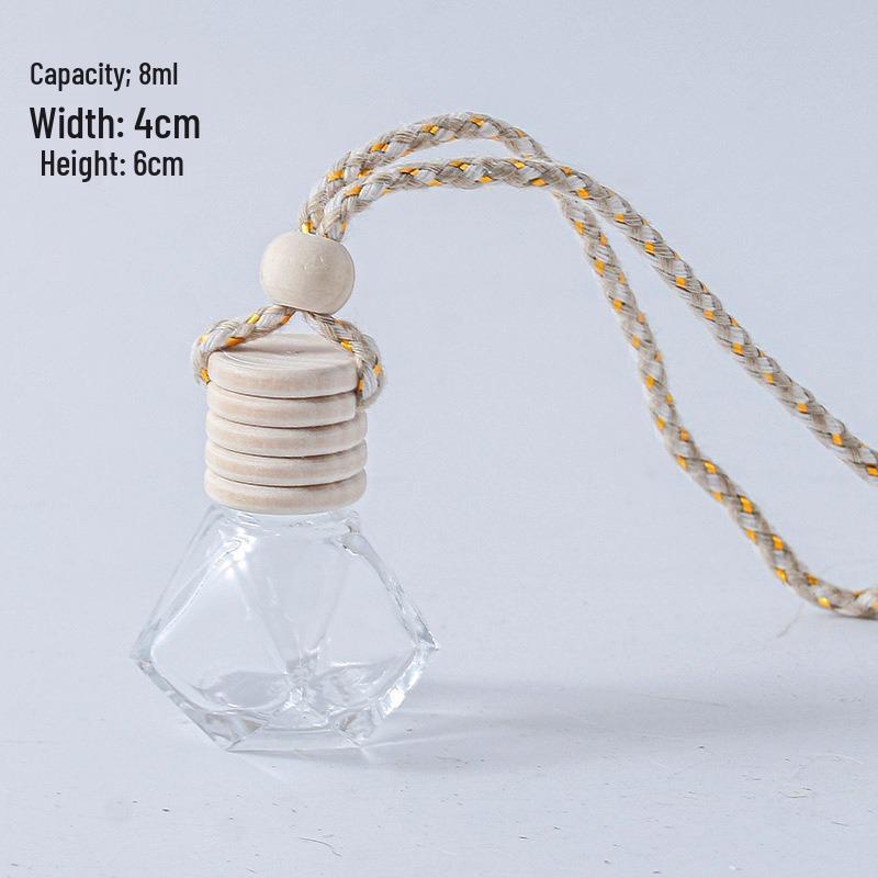 Transparent Square Glass Car Diffuser Bottle with Refillable Lanyard Pendant