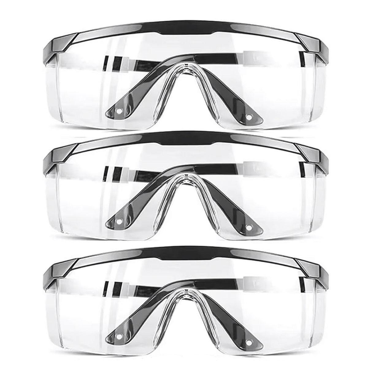 3 Pack Safety Glasses for Men and Women, Adjustable Lab Goggles, UV Protection ANSI Z87 Anti-fog Eyewear Clear Wraparound