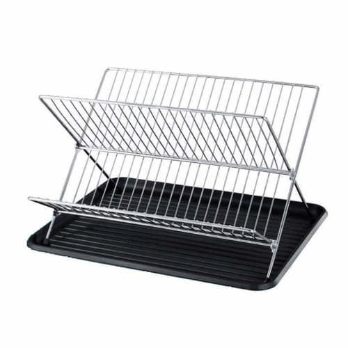 

2-Tier Foldable Dish Rack, Silicone Non-Slip Drain Board X-Shaped Dish Drying Rack with Card Slot Design, for Kitchen Dish Storage and Drying