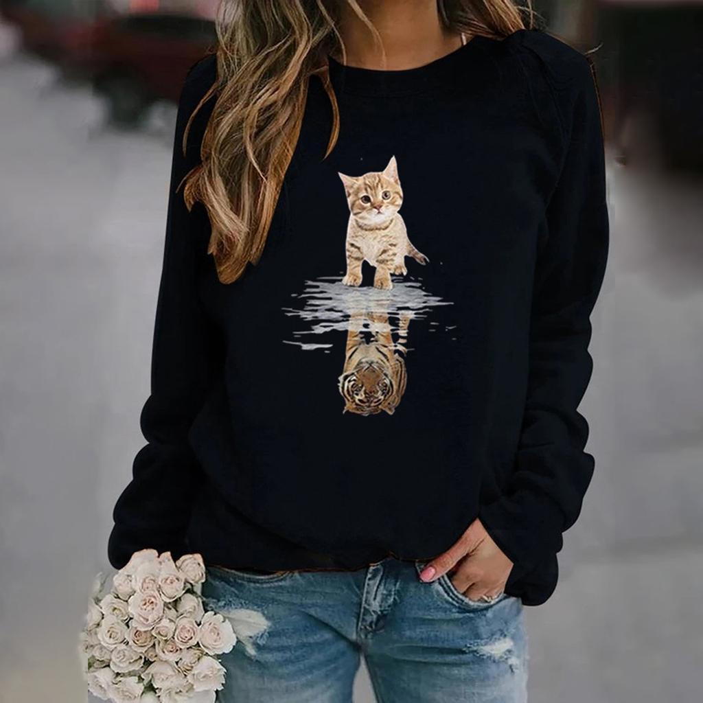 Winter Womens Casual Tops Ladies Print Sweatshirt Blouse Tee Sweater