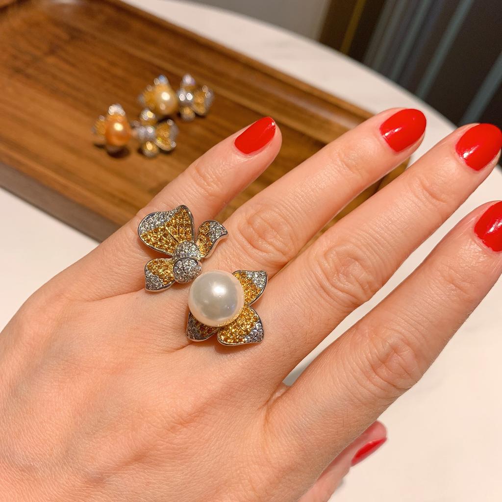 Simple Australian Fritillary Pearl Open Ring Women's Fashion Color Treasure Vintage Ring Jewelry