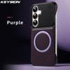 KEYSION Luxury Magnetic PU Leather Aromatherapy Phone Case for Samsung Galaxy S24 S25 Ultra Wireless Charging Borderless Cover