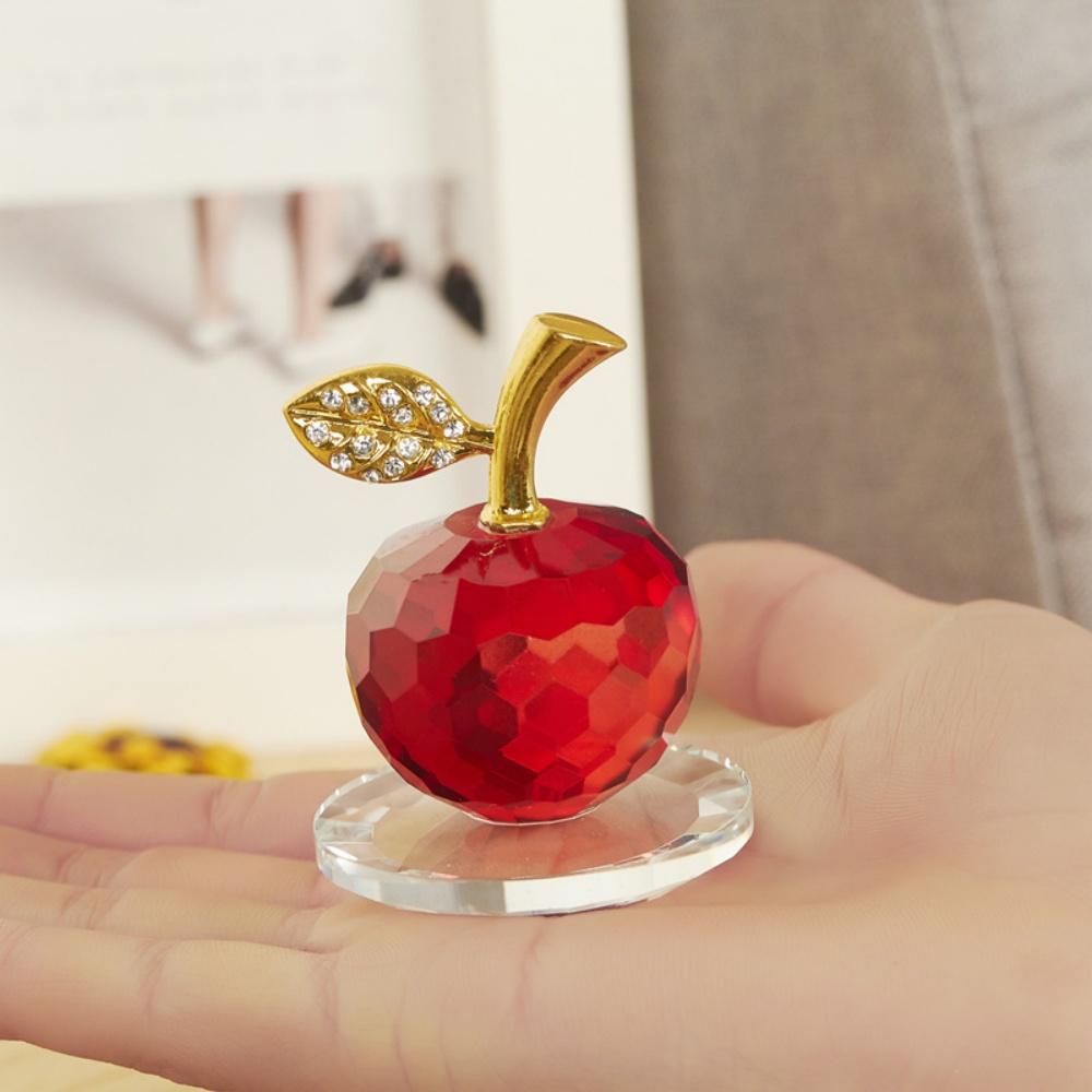 3D Crystal Apple Ornament Diamond Apple Craft Souvenir Home Living Room Desktop Decoration Car Ornaments Fruit Figurines Gift