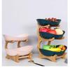 Elegant Three-Tier Bamboo Fruit and Snack Tray with European Design