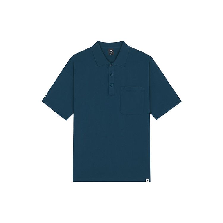 

Совместная одноцветная спортивная рубашка-поло New Balance X Noritake, топы унисекс, синий AMT12386-ECL