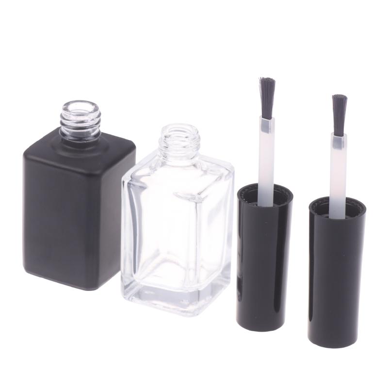 15ml Empty Glass Nail Gel Bottle Refillable Nail Polish Container with Brush for DIY Blending & Storage