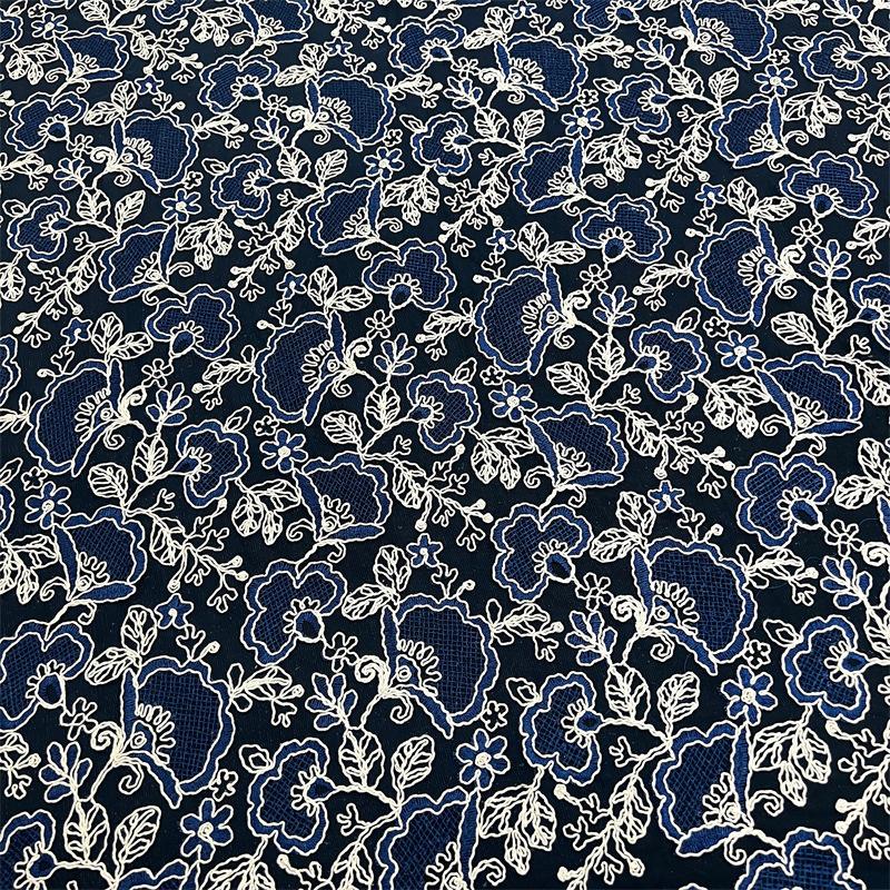 1 Yards Luxury Flower Embroidery Fabric High Quality Tulle Lace Designer Fabric For Diy Sewing Wedding Party Dress Decor