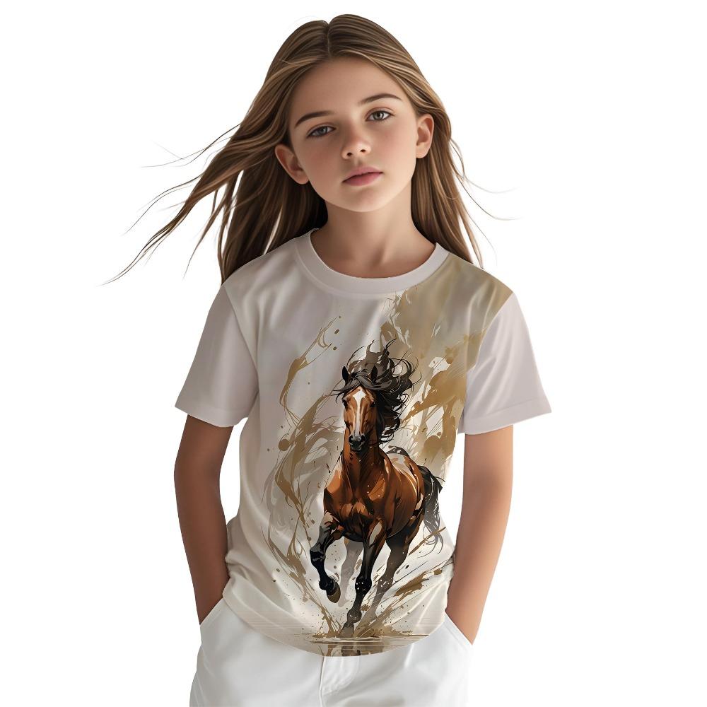 Summer Fashion Children's Clothing Creative Colorful Fun Animal 3D Printed T-shirt Comfortable Soft Breathable Casual Versatile Short Sleeve T-shirt
