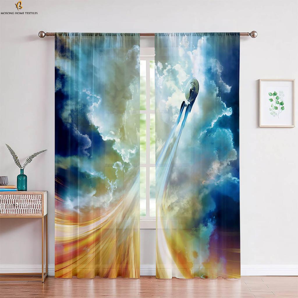 Wunderschöner Sternenhimmel Planet 3D-gedruckter Vorhang Stangentasche Fenstervorhang Geeignet für Schlafzimmer Wohnzimmer Arbeitszimmer Dekorativ