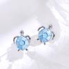New, Cute Blue Turtle Stud Earrings, Dripping Oil Marine Life Brass Earrings.