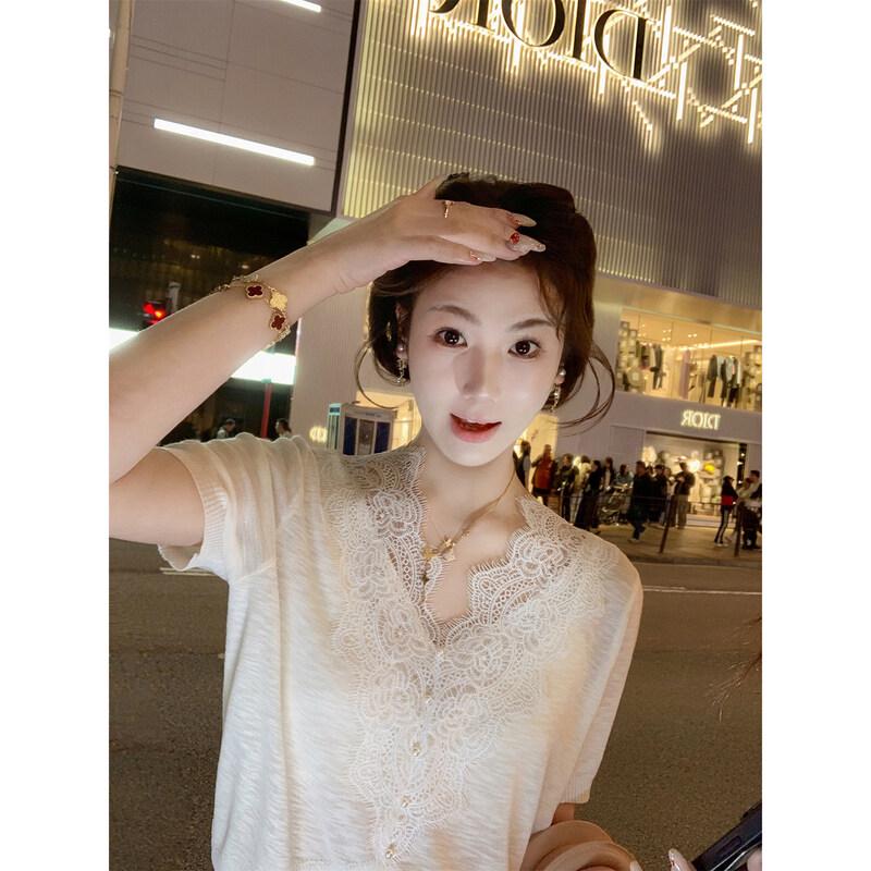 Women s Lace Short Sleeve T-Shirt S