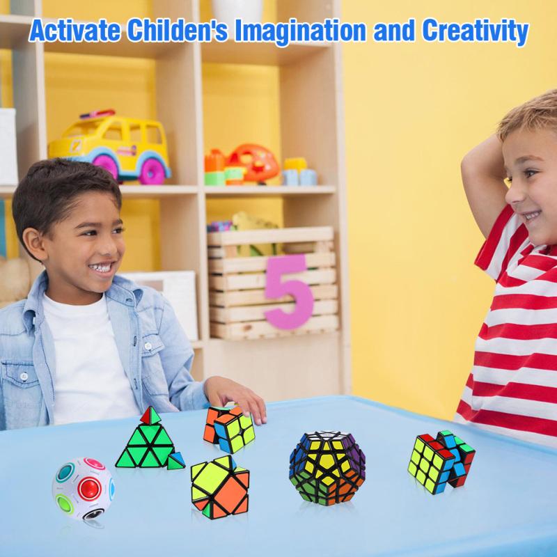 POTAN Thinkmax 6ks Speed ​​Cube Set, Magic Cube Set of 2x2x2 3x3x3 Pyramid Megaminx Skew Cube Set of Puzzle