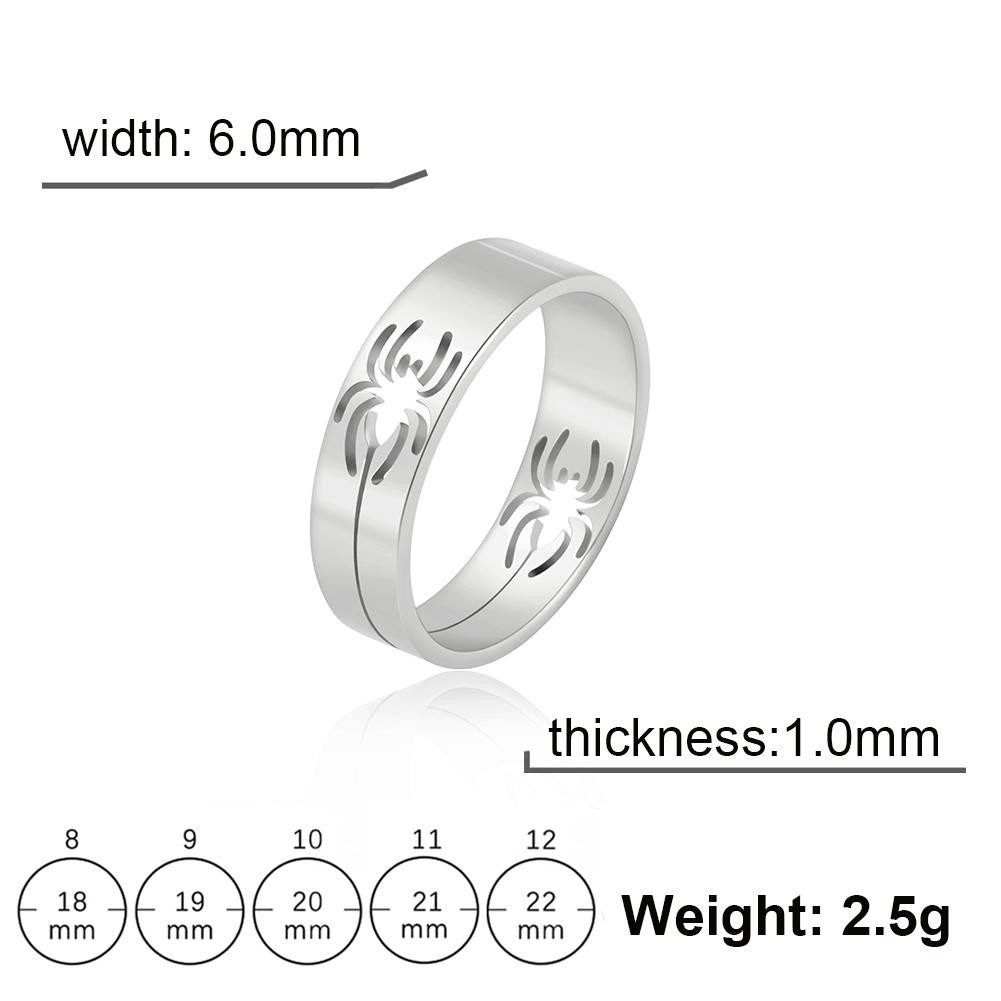 Teamer Halloween Stainless Steel Cool Spider Ring for Men Women 6MM Wide Finger Rings Hip Hop Punk Party Jewelry Wholesale