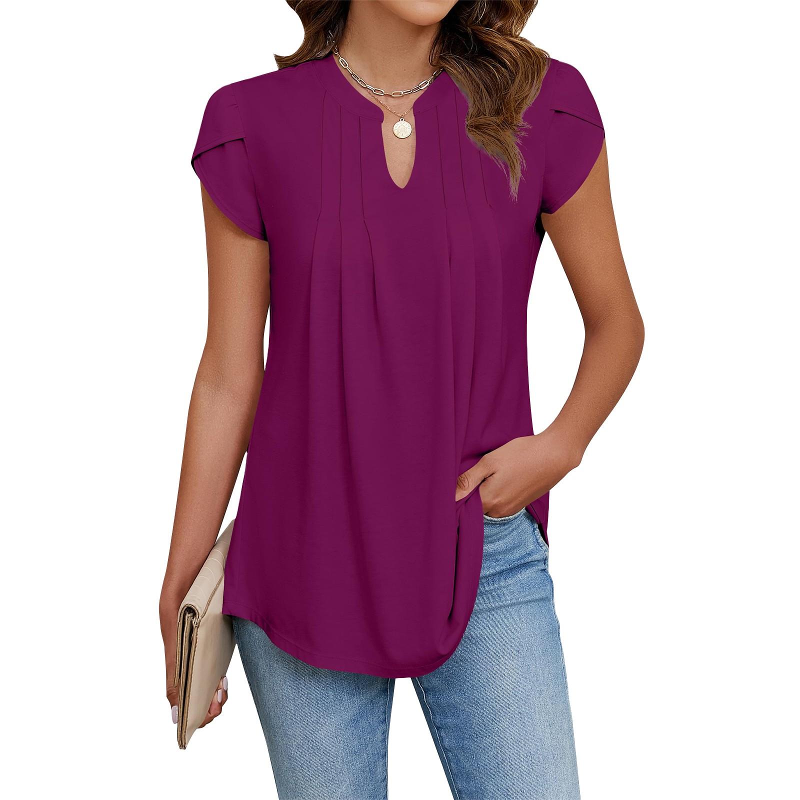 

Женская рабочая рубашка с плиссировкой и рукавом 3/4, рубашка с V-образным вырезом, повседневная рубашка с завязками на талии, деловая рубашка M красный