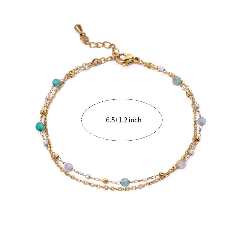 

JUSTOP Retro Double-layer Beaded Natural Stone Bracelet with 18K Gold Electroplated Design