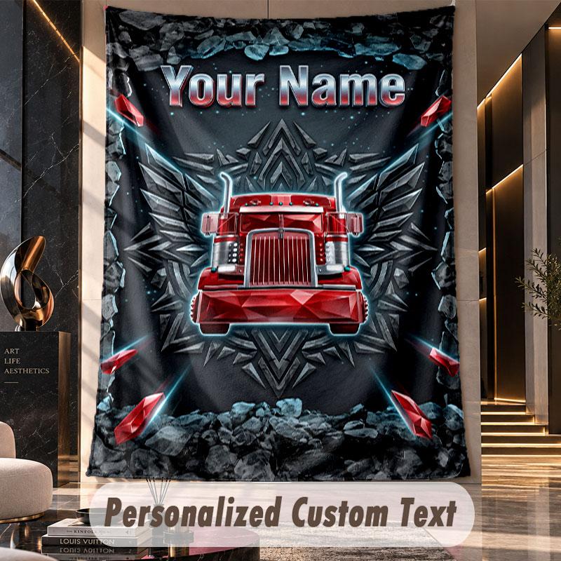 Camion (41) Arazzo Personalizzato con Tema Testo Nome Personalizzato Appeso a Parete Arazzo Decorazione per la Casa Tessuto di Sfondo