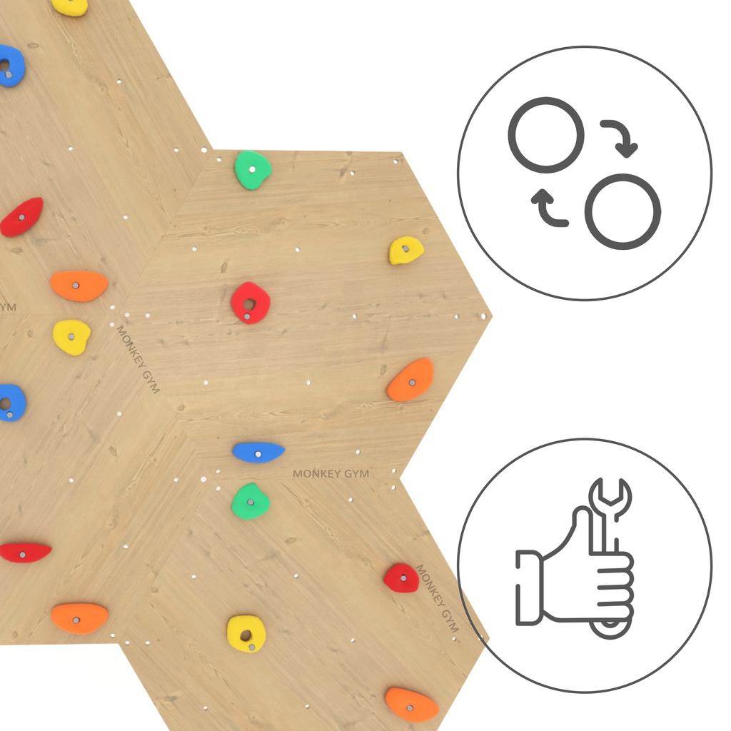 Climbing Wall Cube 1 Wood - Coloured Grips