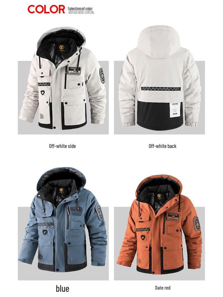 Men's Thickened Waterproof Hooded Cotton Coat - Outdoor Winter Warm, Plus Size Jacket