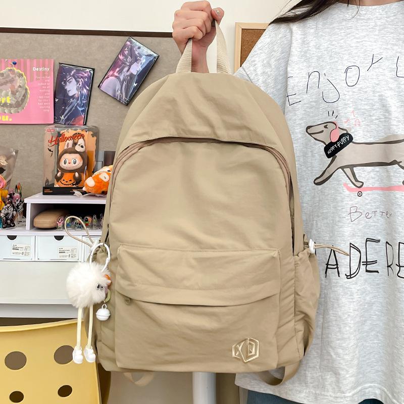 Schoolbag schoolbag female college student solid color simple design junior high school backpack, Korean version ins Mori girl treasure backpack