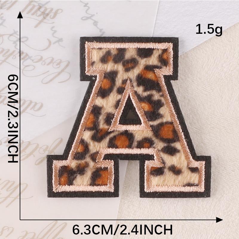 Embroidery Label Leopard Print English Alphabet Cloth Label Clothes And Hats Hand Account Diy Patch Accessories Embroidery Stickers Cloth Stickers