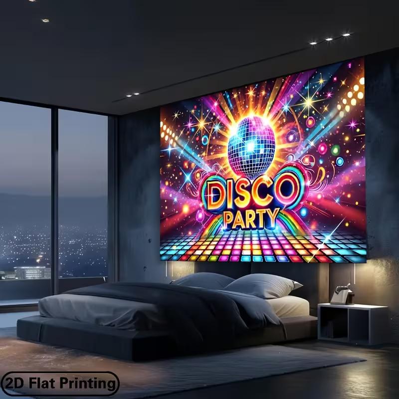 Disco Party Backdrop, 70s 80s Retro Disco Ball Neon Background Banner for Birthday & Themed Parties