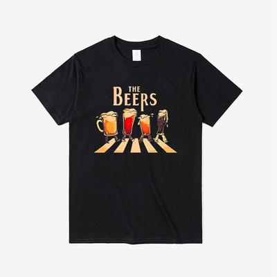 2026 New Fashion Fun Beer Glass Spoof Design Print High Quality Mens Short Sleeve Crew Neck Loose Casual TShirt