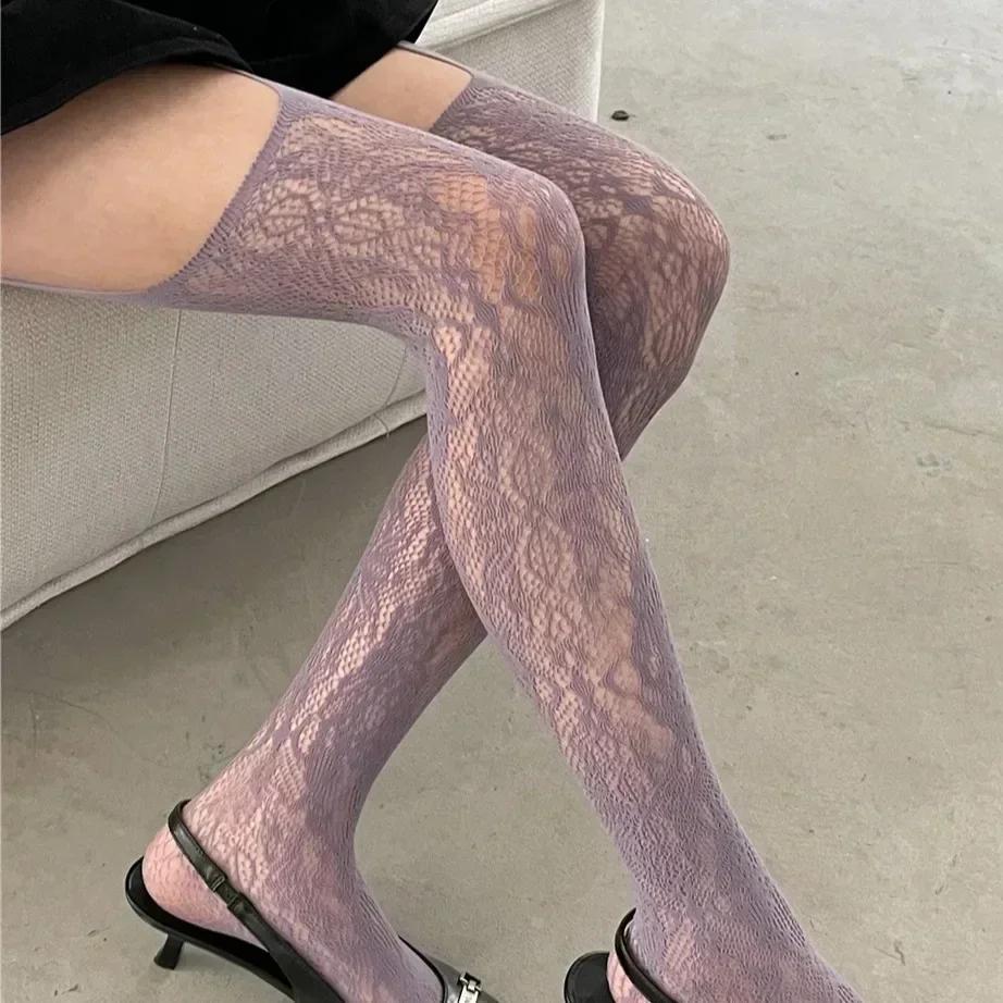 Sexy Damen Strapse Hohlstrümpfe Damen Spitze Jacquard Lange Netzstrümpfe Strümpfe Blumen Strumpfhosen Leggings Strumpfhosen