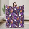 Cute Ghost Pumkin Skull Bat Blanket Warm Soft  Throw Blanket Winter Decorative Couch Chair Sofa Bed Street Trend Bedspread