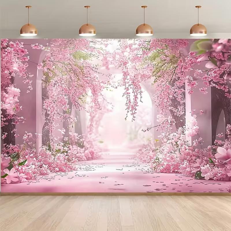 

2D Pink Cherry Blossom Path Backdrop Spring Sakura Photography Background 47.2x31.5inch/120*80cm