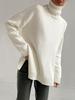 Women's Turtleneck Sweater 2026 Fall Winter New Casual Slit Loose Solid Knit Top