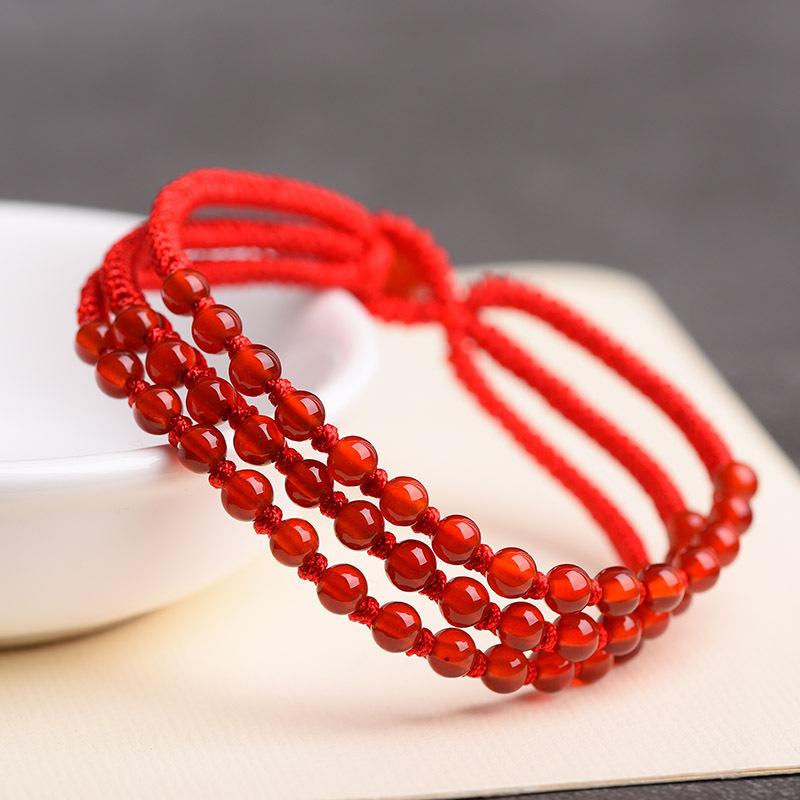 Agate Red Rope Hand-Woven Flower Blooming Rich Bracelet Ethnic Style Exquisite Couple Girlfriend Fashion Jewelry Handmade Auspicious Clouds