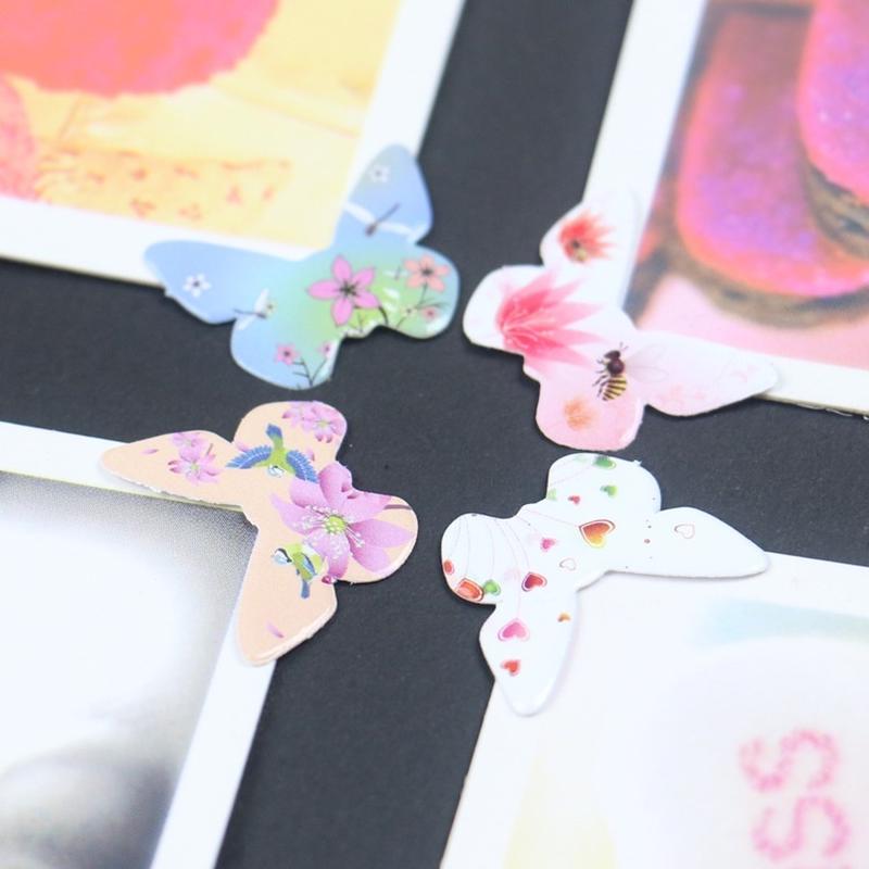 2 db aranyos rajzfilm matricák színes pillangós fotók sarokmatricák barkácsolás babaalbum vagy album