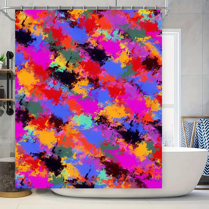 

Brightly Colored Abstract Shower Curtain Bathroom Decor, Easy Installation, Waterproof Fabric For Bathtub Or Walk-In Shower Encl W60H190(CM)-1 Pcs