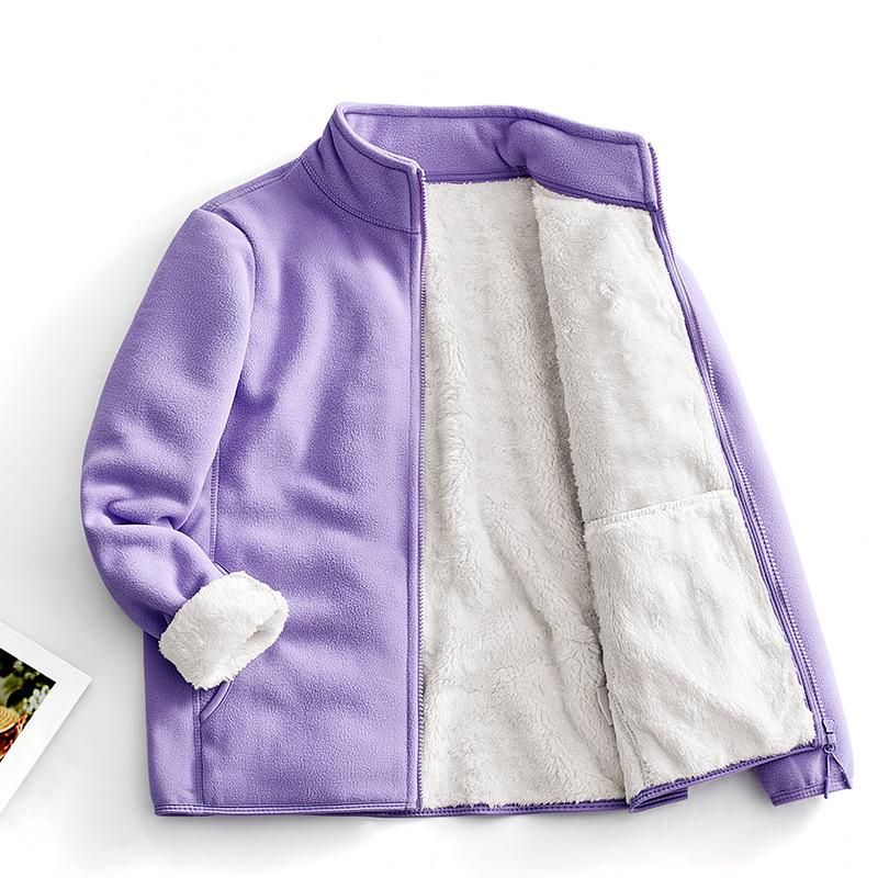 Boys and Women's Double-Sided Coral Fleece Jacket - Warm, Thickened Autumn/Winter Cardigan for Outdoor Use