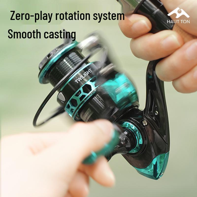 Haotun Zero-Gap Double Handle Spinning Reel: 5.2:1 Long-Cast, Squid & Micro-Object Fishing.