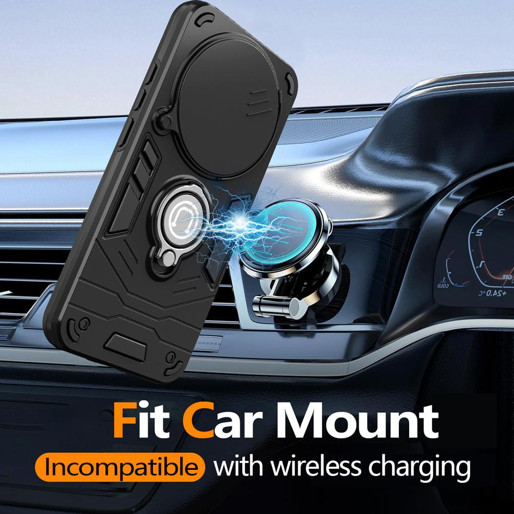 KEYSION Shockproof Armor Case for HONOR X9d 5G Camera Lens Protection Ring Stand Phone Back Cover for Huawei Magic 8 Lite 5G