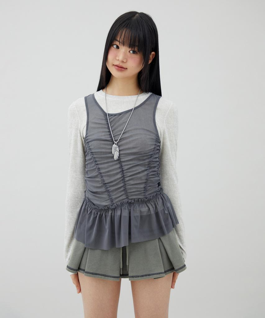 LALAFOX Pleated Sweat Skirt Charcoal Br2Cs001