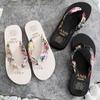 Women's Bohemian Satin Strap Platform Beach Slippers