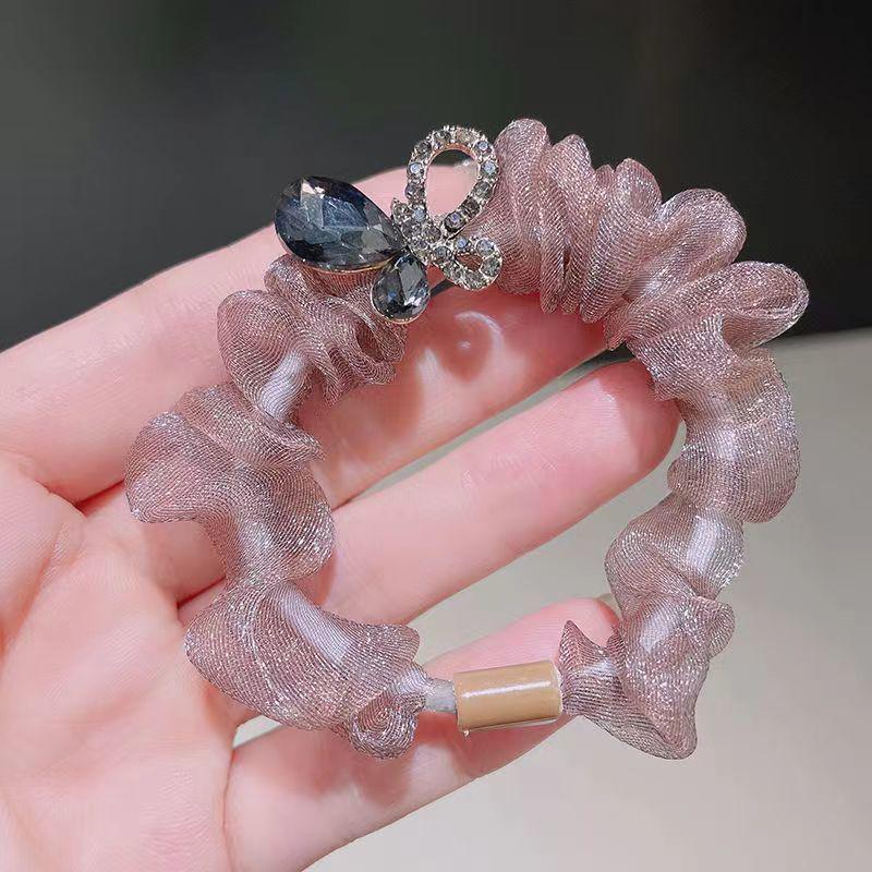Rhinestone Pearl Elegant Large Hair Tie for Ponytails and Buns