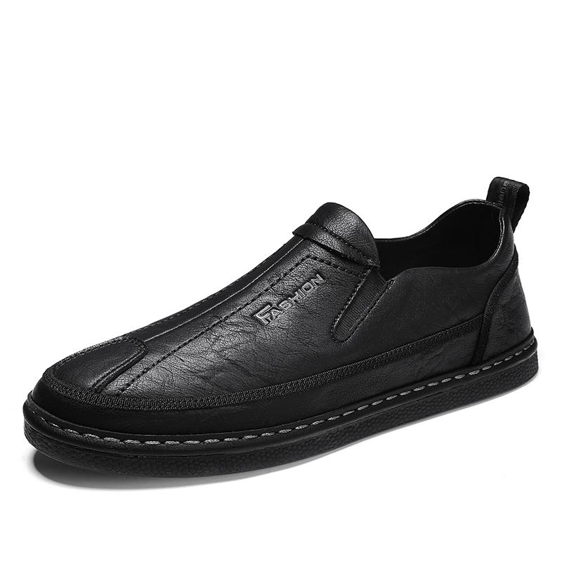 

Дизайнерские брендовые мужские лоферы, весенние новые мужские повседневные туфли из натуральной кожи, подошва ручной работы, офисная обувь с нескользящей подошвой 44 чёрный